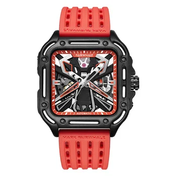 Роскошные Автоматические механические мужские наручные часы с водонепроницаемым светящимся скелетом, мужские часы с силиконовым ремешком, спортивные мужские часы Reloj