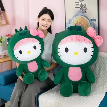 35/50/65 см Sanrio Kawaii Плюшевая игрушка-динозавр Hello Kitty, Мультяшная кукла, украшение комнаты, подушка для сна, подарок детям на День рождения
