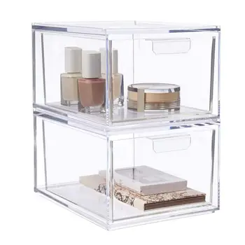 1 шт./2 шт. Прочная коробка для хранения косметики, Прозрачный органайзер для косметики, Компактная Акриловая коробка для хранения косметики.